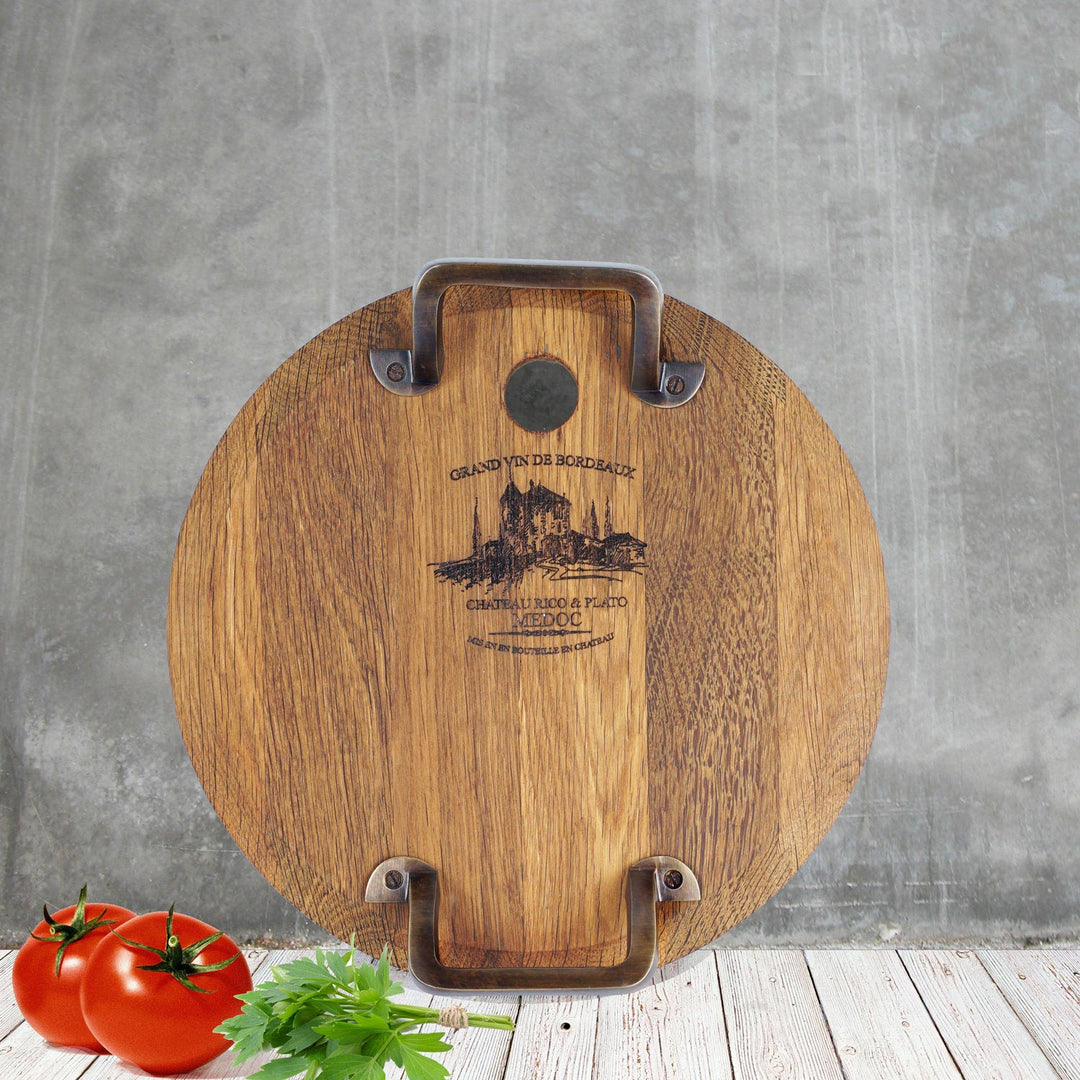 Small Round Oak Serving retailer Platter Minella