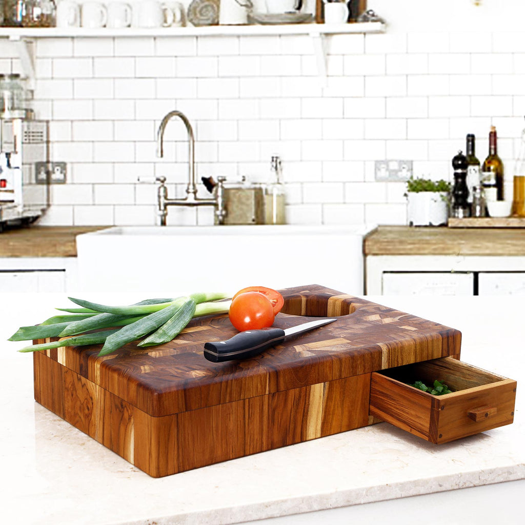 Rico & Plato Donald End Grain Teak Cutting Board - Thumbnail 4